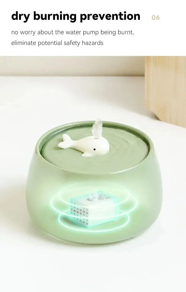 1.3 L Ceramic Cat Water Fountain USB Charging Pet Water Feeders Dogs Automatic Circulating Filtration Flow Water Dispenser Nova Trendz