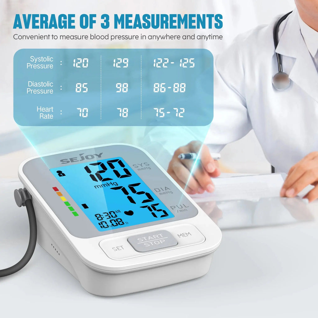 SEJOY Upper Arm Automatic Sphygmomanometer English Voice Backlight Blood Pressure Monitor  High Accurate BP Monitors Nova Trendz