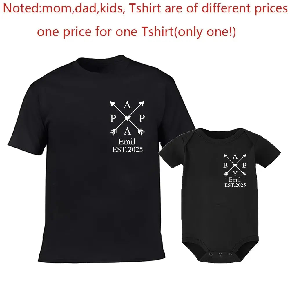 Daddy and Me Outfit Matching Personalized Dad T-shirt and Baby Bodysuit Gift for Father's Day Daddy Baby Family Look Nova Trendz