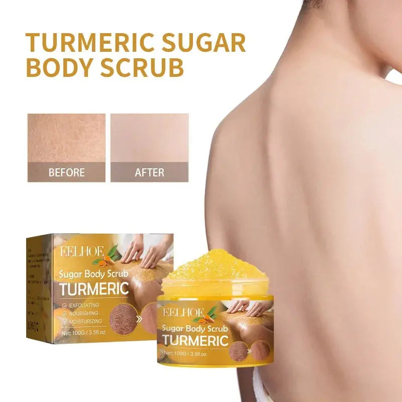 Turmeric Body Scrub for Women Men Lightening Exfoliate Remove Dead Skin Pore Cleansing Dark Inner Moisturising Smooth Skin Care Nova Trendz