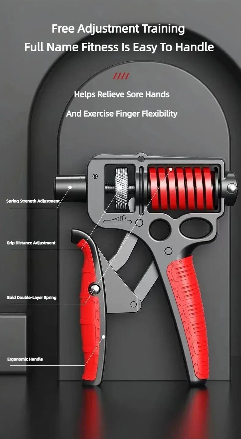 5-165Kg Adjustable Heavy Hand Grip Exercise Strengthener Gripper Finger Expander Arm Wrist Forearm Trainers Fitness Steel Spring - Nova Trendz