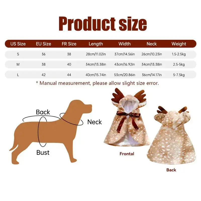 Funny Pet Cat Dog Halloween Costume Cosplay Elk Cloak Dog Costumes for Small Dogs Cute Christmas Cat Clothes Nova Trendz