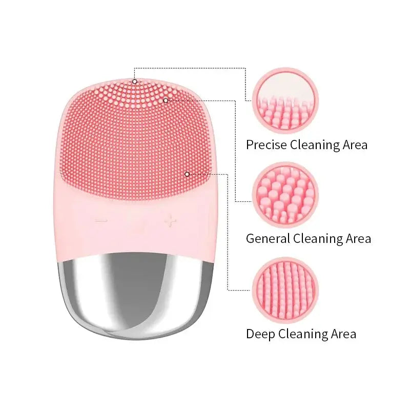 Electric Facial Cleansing Brush Silicone Sonic Face Cleaner Deep Pore Cleaning Skin Massage Intelligent Cleansing Brush Device - Nova Trendz