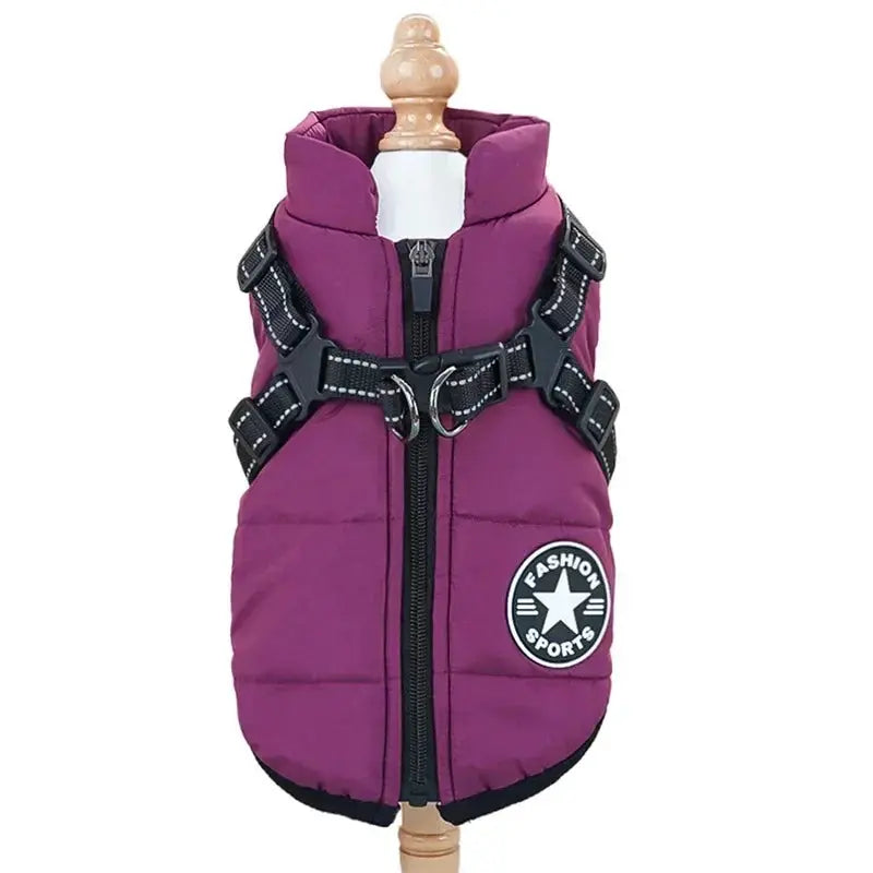 Pet Dog Coat with Harness Winter Cat Waterproof Coat Zipper Dog Jacket with Reflective Harness for Smal Medium Large Dogs - Nova Trendz