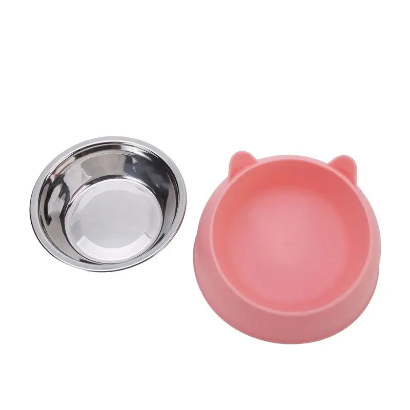 1pc Cat Bowl Lovely Creative Inclined Kitten Puppy Food Feeding Bowls Stainless Steel Cats Drinking Feeder Pet Dogs Cats Feeders - Nova Trendz