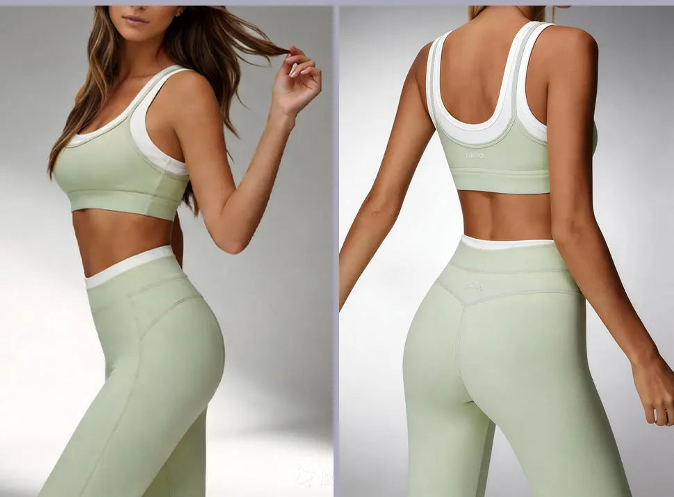 Airila Women's Yoga Set 2 Pcs Sportswear Color Blocked Tracksuit High Waist Flare Crop Top Athletic Gym & Daily Fitness Nova Trendz