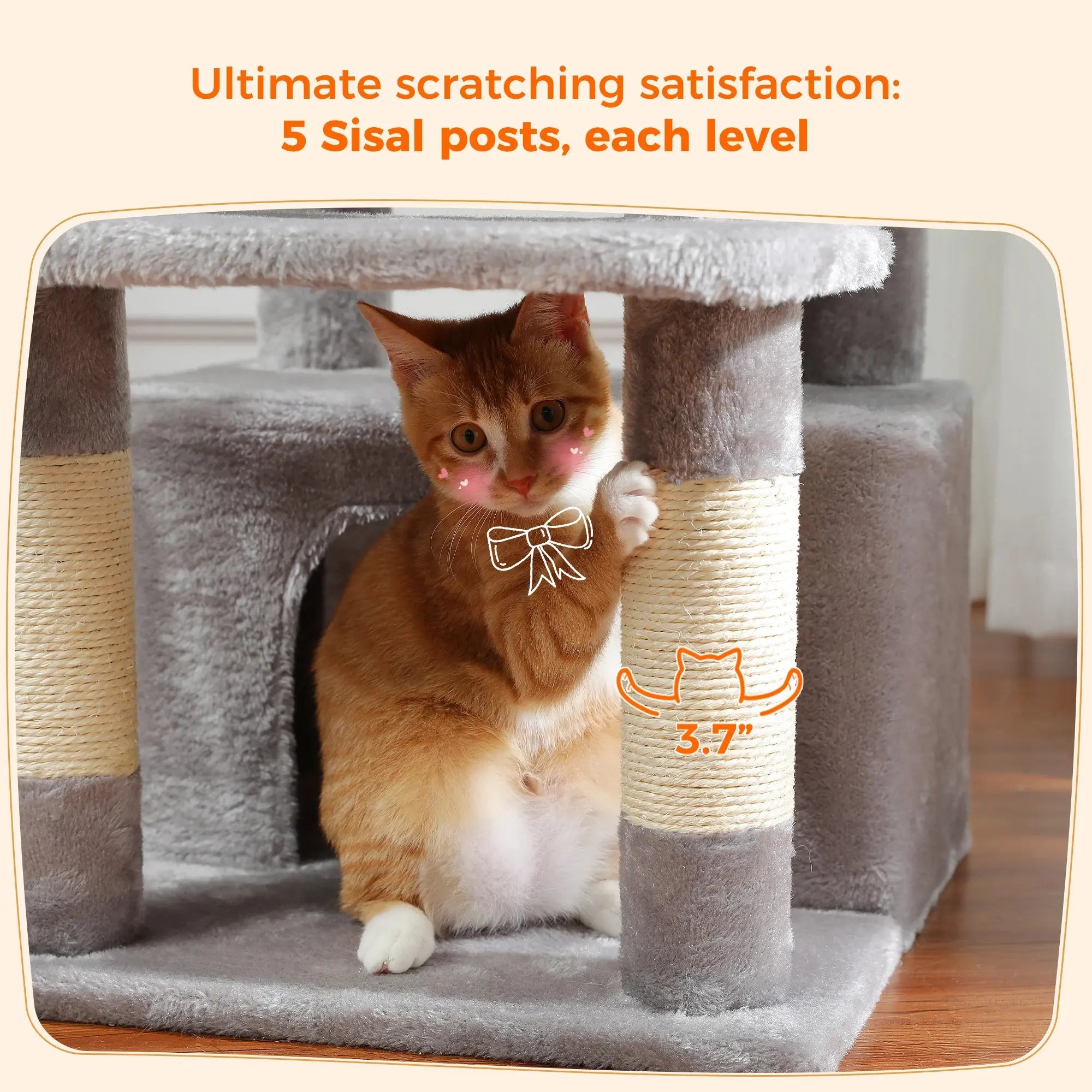 184cm Large Cat Tree and Tower for Indoor Cats With Sisal-Covered Scratching Posts Spacious Hammock Padded Perches and Condos Nova Trendz