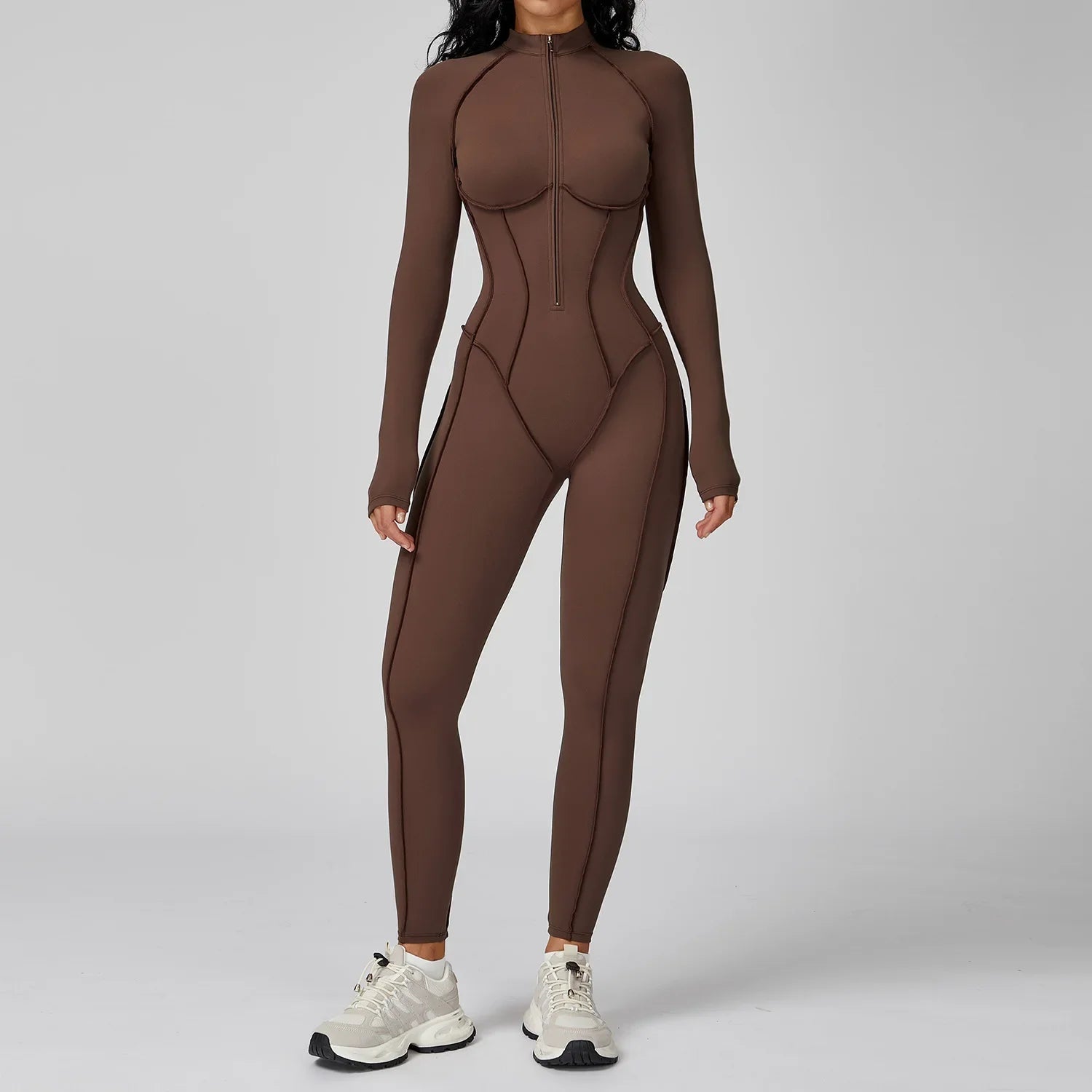 Yoga Bodysuit Long Sleeved Women's Tracksuits Gym Zipper Jumpsuits Sports Workout High-intensity Fitness One-piece Tights Suit Nova Trendz