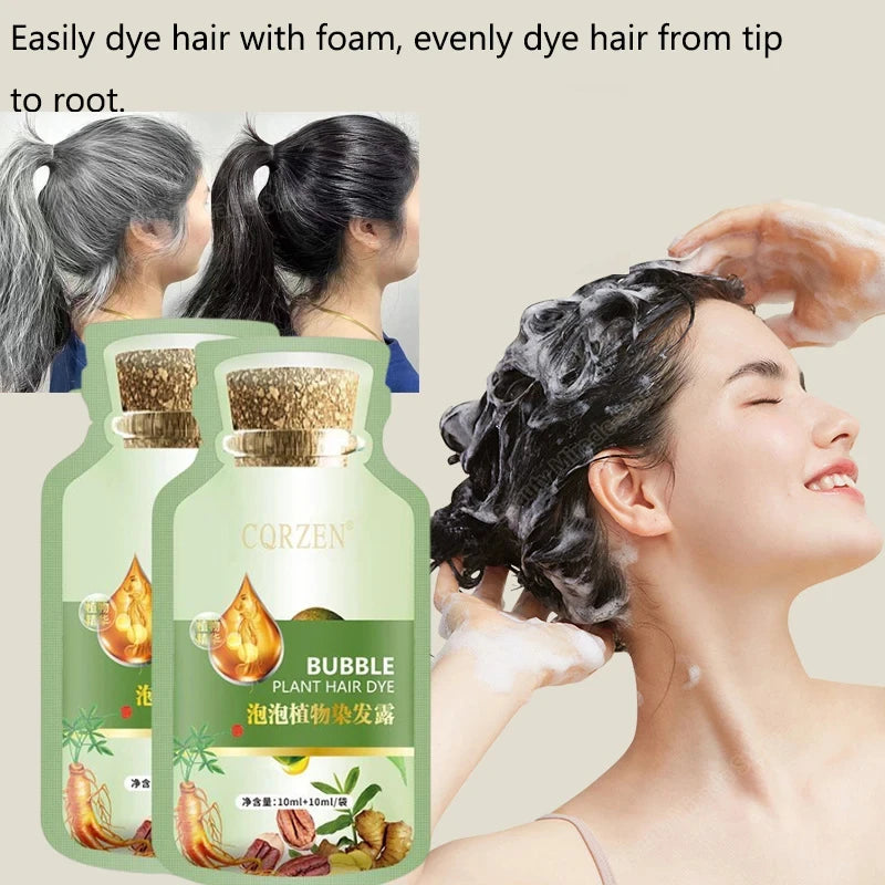 Pure Natural Herbal Hair Dye Shampoo Change Hair Color Cover Gray Hair White Hair Treatment Bubble Plant Hair Dye Hair Care