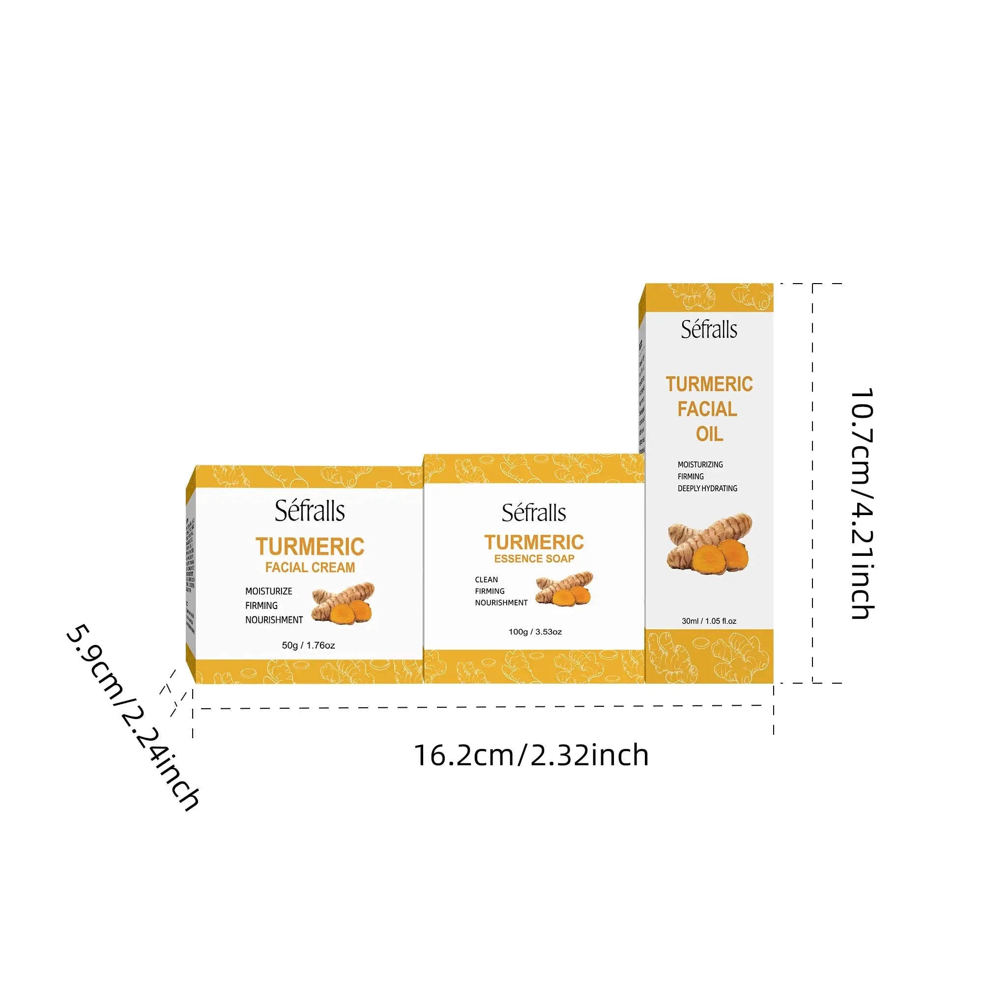 Séfralls Turmeric Skincare Set for All Skin TypesFirming moisturising deep cleansing anti-wrinkle nourishing blemish reduction Nova Trendz