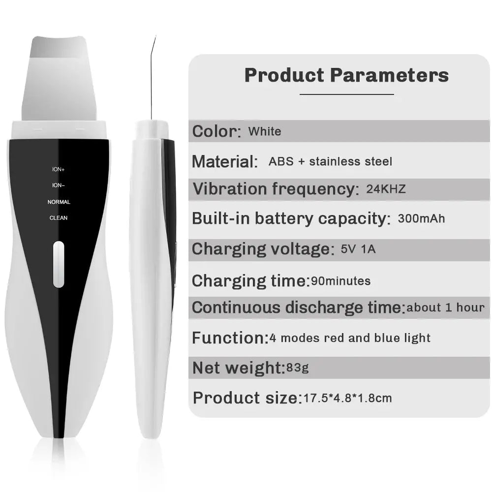 Skin Scrubber Ultrasonic Facial Machine for Home Use Spatula for Blackhead Remover Shovel Peeling Pore Cleaner Face Lift Massage - Nova Trendz