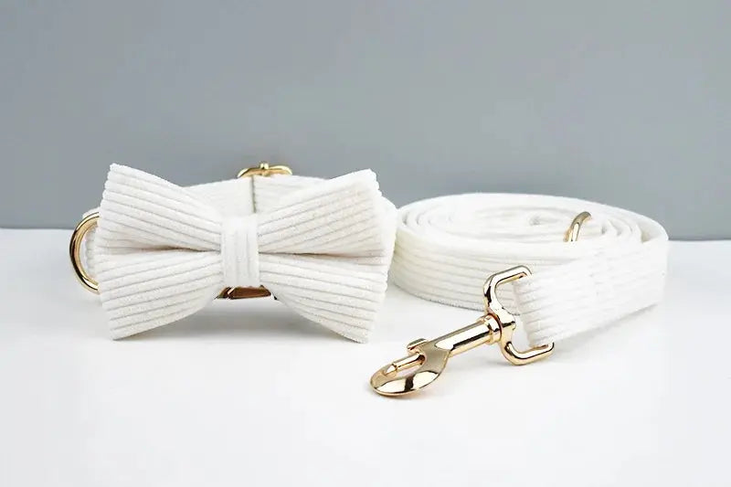 White Corduroy Dog Collar And Leash Set For Dogs Custom Engraved Nameplate Pet Supplies Dog Leash Corduroy12 Nova Trendz