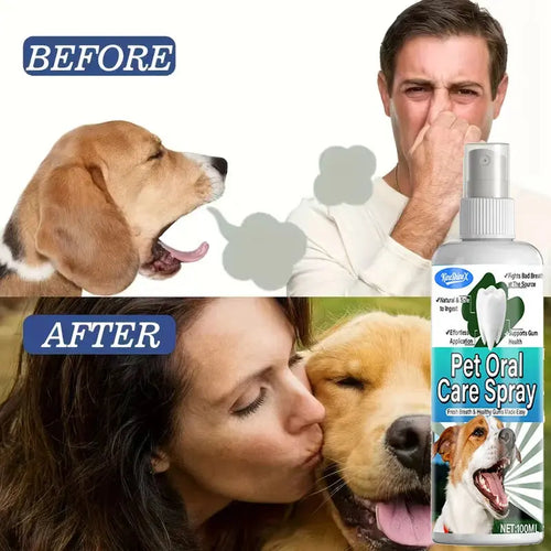 100ml Pet Oral Care Dental Spray - Instant Bad Breath Eliminator,with Natural Ingredients - Safe for Dogs & Pets Teeth Cleaning - Nova Trendz