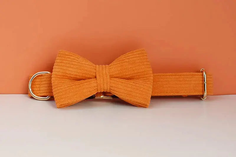 Orange Corduroy Dog Collar And Leash Set For Dogs Custom Engraved Nameplate Pet Supplies Dog Leash Corduroy11 Nova Trendz
