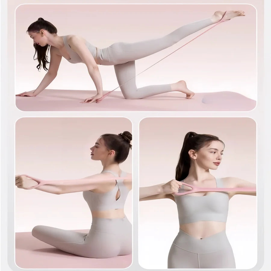 8-Shape Elastic Yoga Stretch Band, Figure 8 Fitness Resistance Band Shoulder Back Arm Exercise Rope Training Equipment for Women Nova Trendz