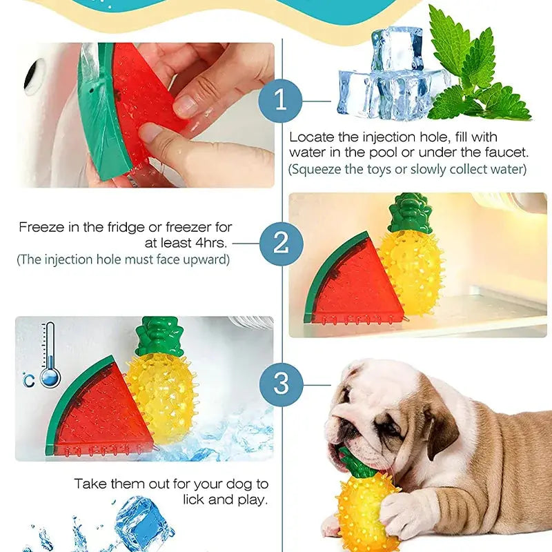 Pet Cooling Chew Toy Reusable Dog Cat Toy Teething Summer Cooling Watermelon Pineapple Lemon Durable Ice Frozen Fruit Shape Toys - Nova Trendz