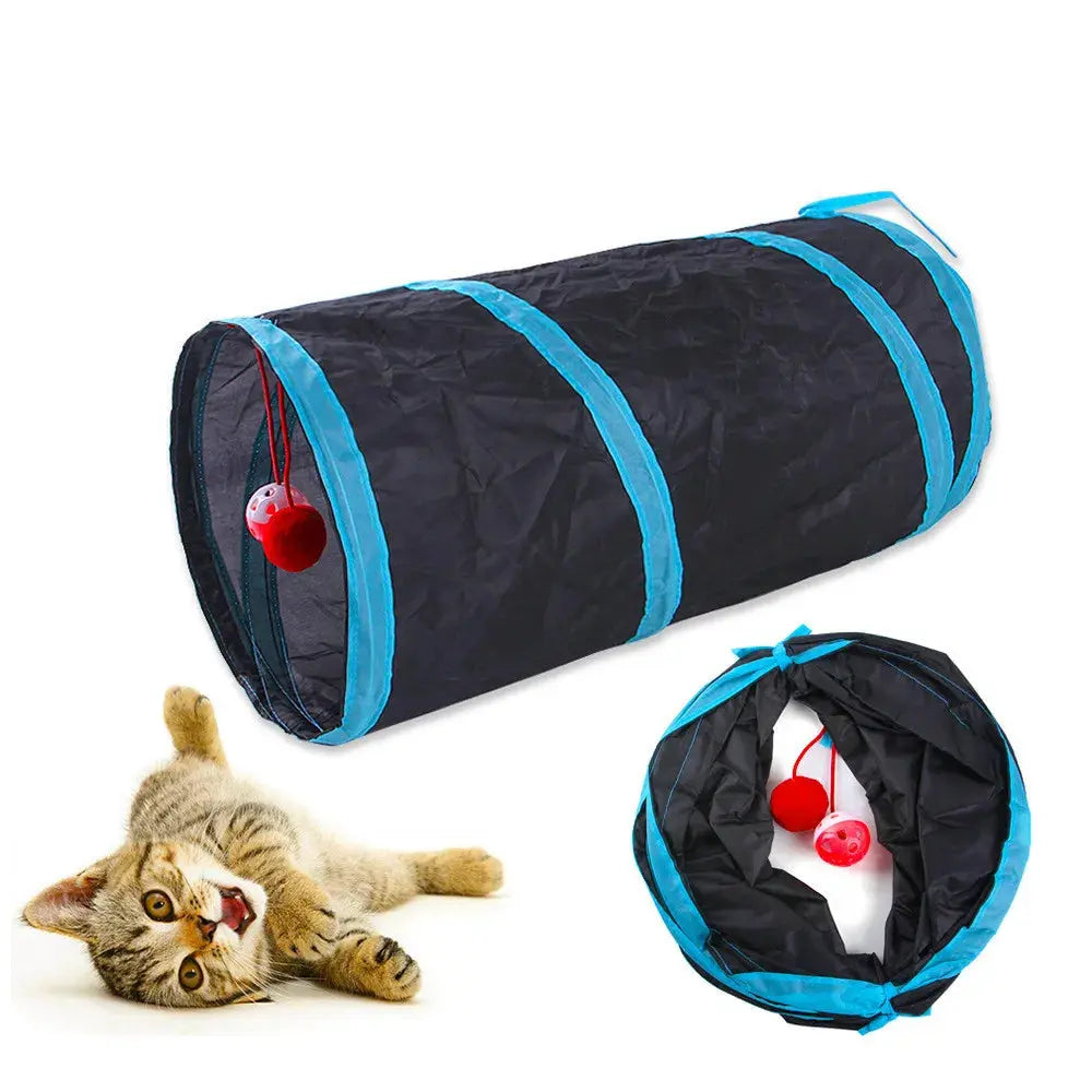 Cat Tunnel Pet Supplies Cat S T Pass Play Tunnel Foldable Cat Tunnel Cat Toy Breathable Drill Barrel for Indoor loud paper - Nova Trendz