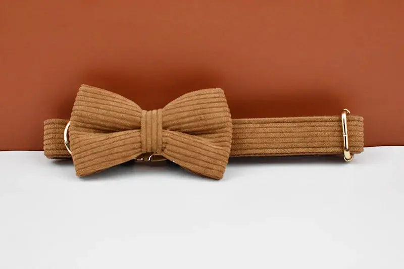 Caramel Corduroy Dog Collar And Leash Set For Dogs Custom Engraved Nameplate Pet Supplies Dog Leash Corduroy01 - Nova Trendz