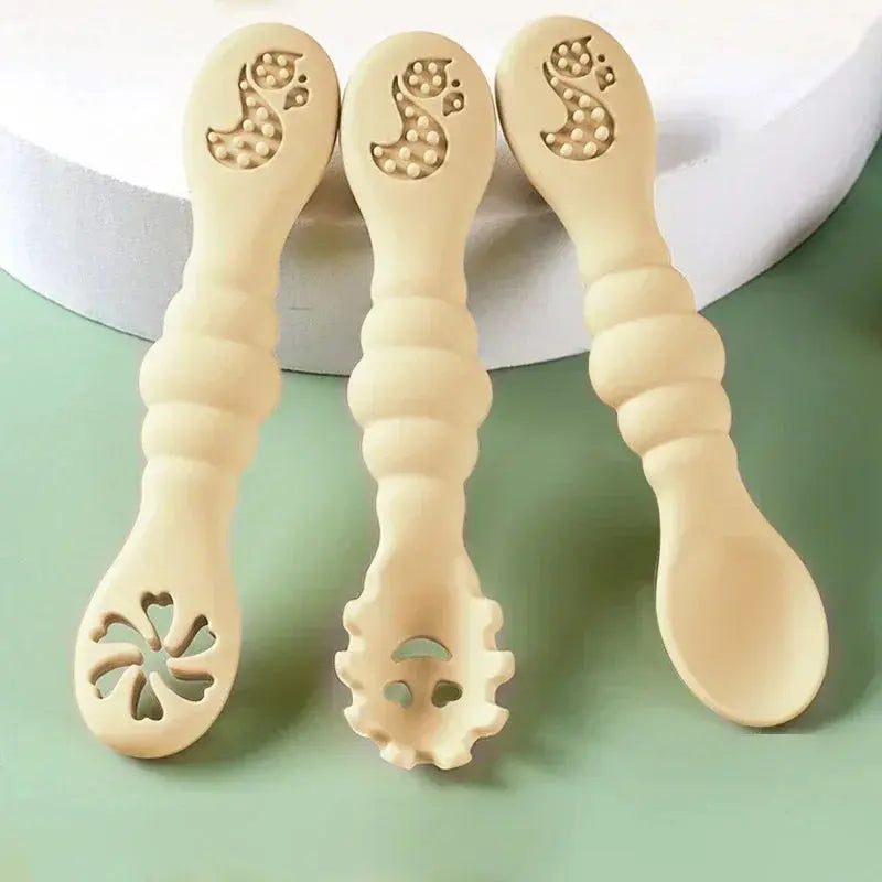 3PCS Silicone Spoon Fork For Baby Utensils Set Feeding Food Toddler Learn To Eat Training Soft Fork Cutlery Children's Tableware Nova Trendz