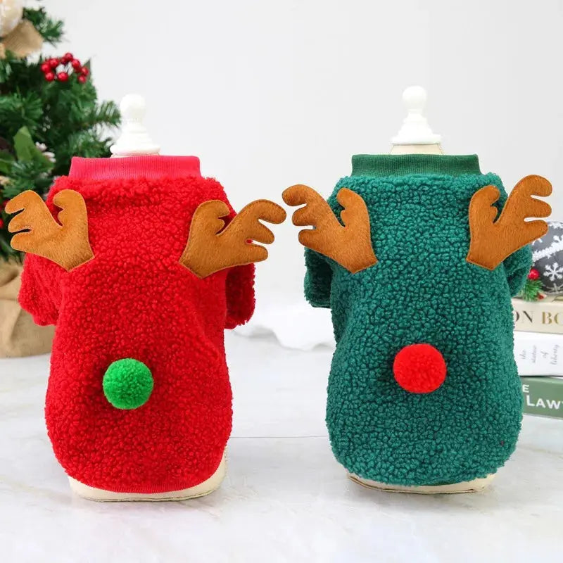 Christmas Dog Halloween Costumes Clothes Hoodies Cold Weather Winter Coat Reindeer Design Sweater for Small Dogs Cats Nova Trendz