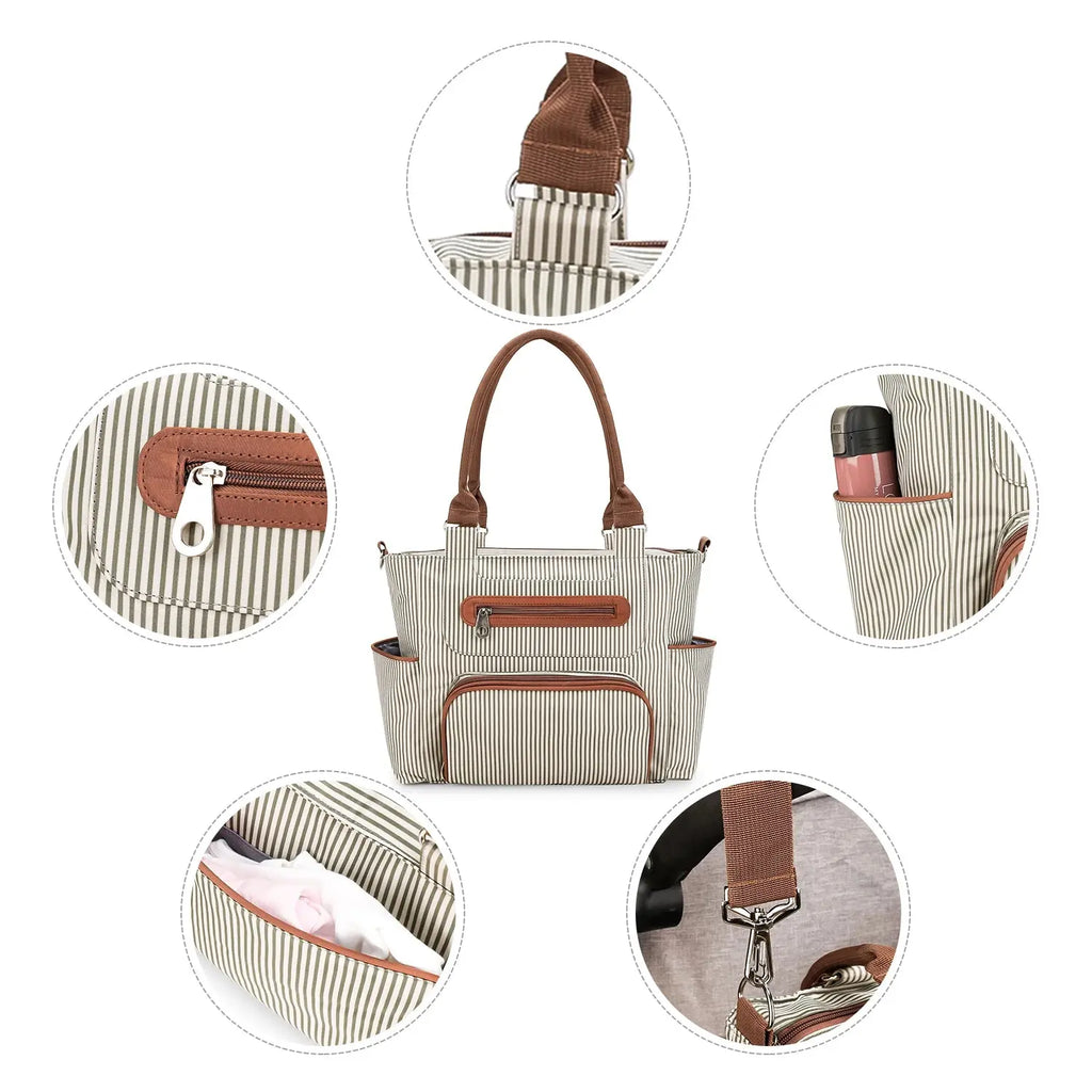 7pcs Nappy Changing Bag Set,Multifunction Mummy Tote Bag Baby Changing Bag Shoulder Handbag Travel Diaper Bag Nova Trendz