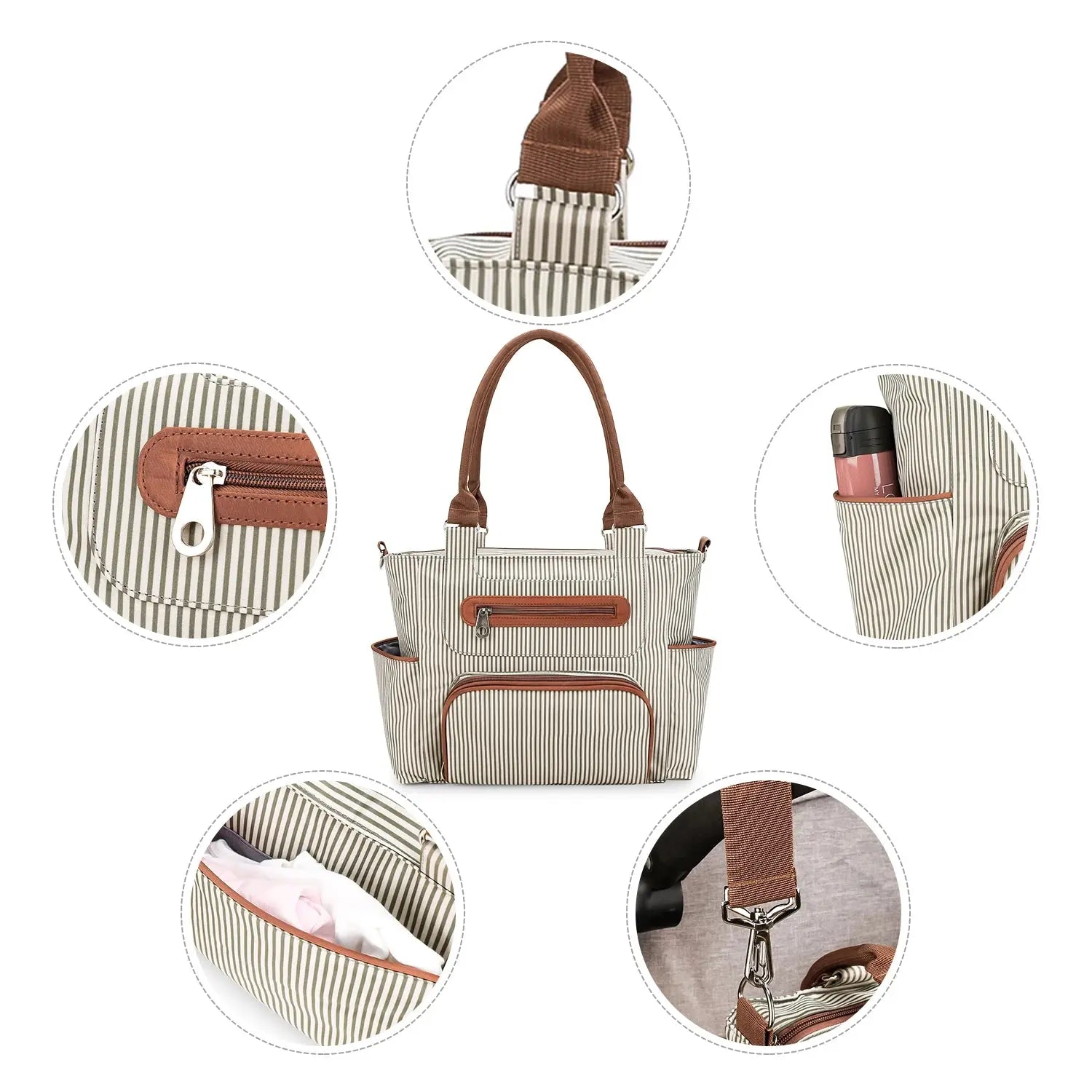 7pcs Nappy Changing Bag Set,Multifunction Mummy Tote Bag Baby Changing Bag Shoulder Handbag Travel Diaper Bag Nova Trendz