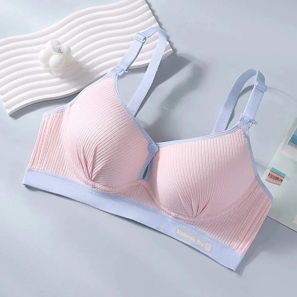 Maternity Nursing Bra No Underwire Front Open Gathered Support Cups Bralette Soft Comfort for Pregnant Women Underwear Clothing Nova Trendz