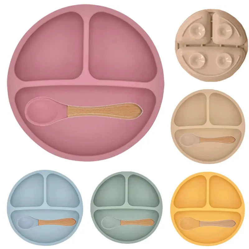 Baby Safe Silicone Dining Plate Suction Cartoon Children Dishes Feeding Toddler Training Tableware Retro Kids Smile Face Bowl Nova Trendz