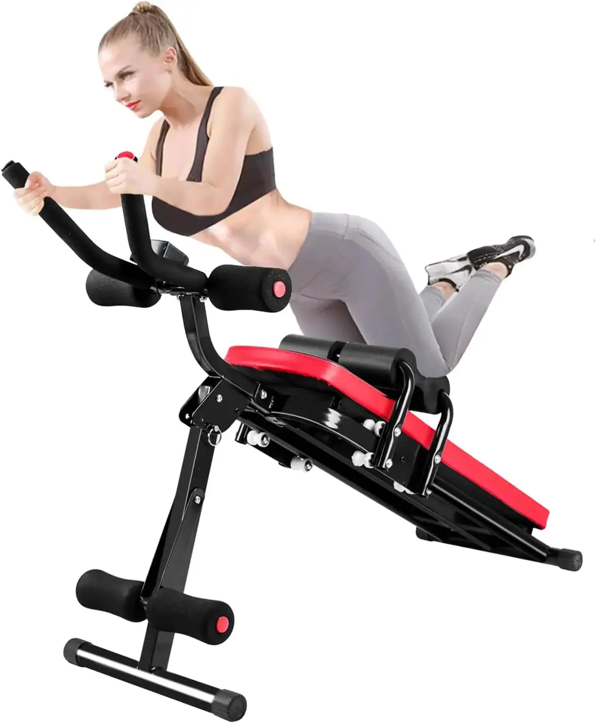 Adjustable Ab Exercise Bench, Abdominal Workout Machine Foldable Sit Up Bench, Full Body Exercise Equipment with LCD Monitor Nova Trendz