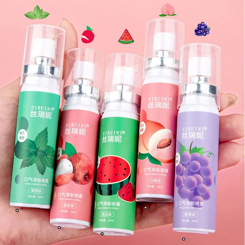 20ml Long lasting Mouth Freshener Spray Fruity Oral Spray Remove Bad Breath Portable Breath Fresh Refreshing Oral Care Wholesale