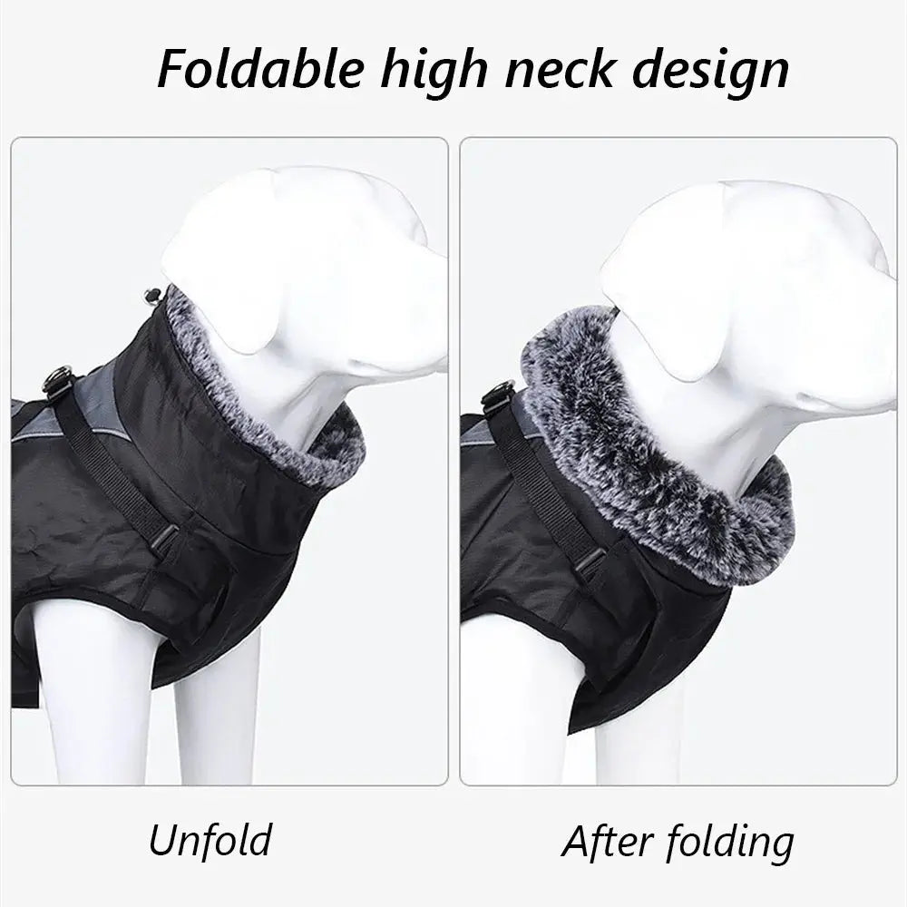 Thickened Big Dog Coat Jacket with Fur Collar Winter Warm Pet Clothes for Medium Large Dogs Greyhound Doberman mascotas Outfits - Nova Trendz