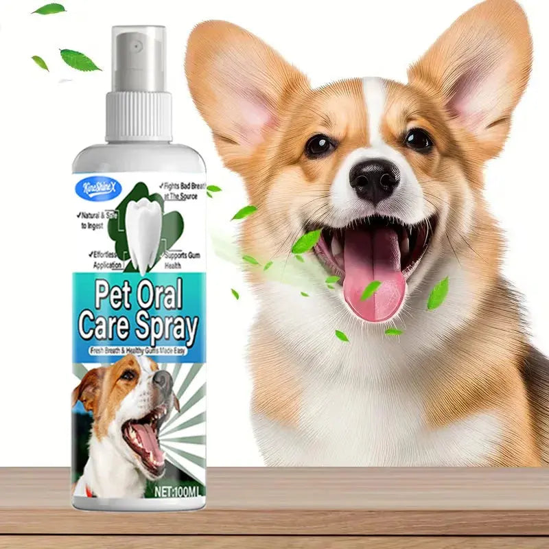 100ml Pet Oral Care Dental Spray - Instant Bad Breath Eliminator,with Natural Ingredients - Safe for Dogs & Pets Teeth Cleaning - Nova Trendz