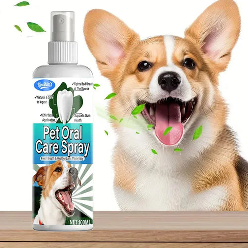 100ml Pet Oral Care Dental Spray - Instant Bad Breath Eliminator,with Natural Ingredients - Safe for Dogs & Pets Teeth Cleaning - Nova Trendz