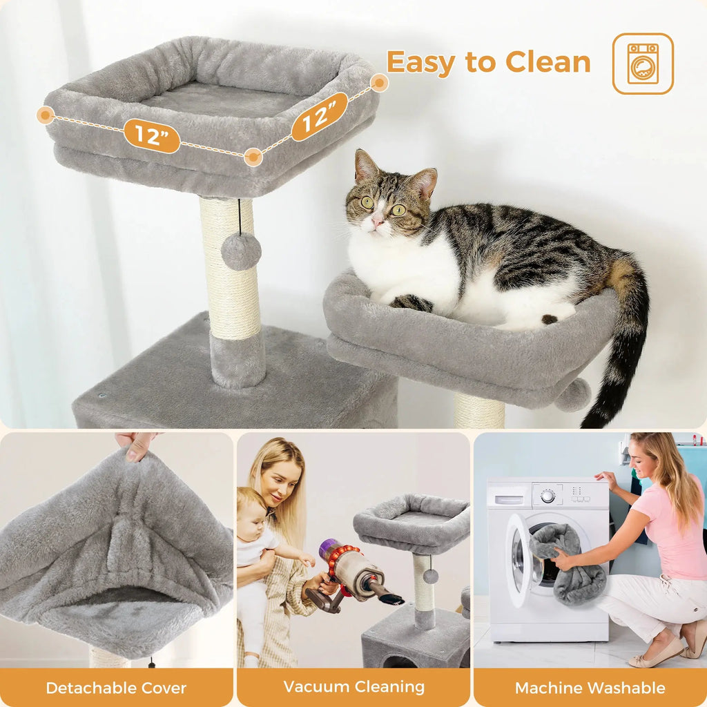 184cm Large Cat Tree and Tower for Indoor Cats With Sisal-Covered Scratching Posts Spacious Hammock Padded Perches and Condos Nova Trendz