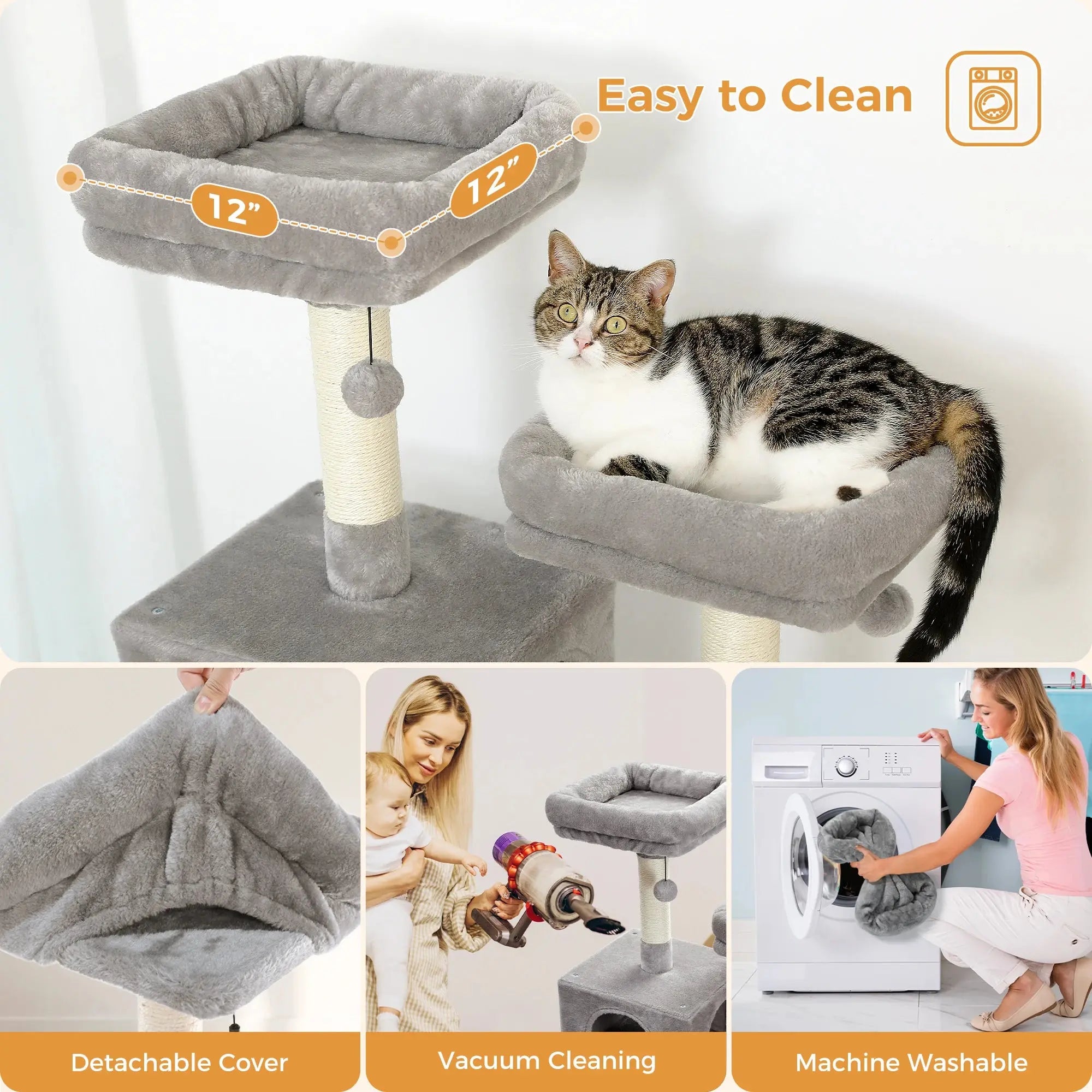 184cm Large Cat Tree and Tower for Indoor Cats With Sisal-Covered Scratching Posts Spacious Hammock Padded Perches and Condos Nova Trendz