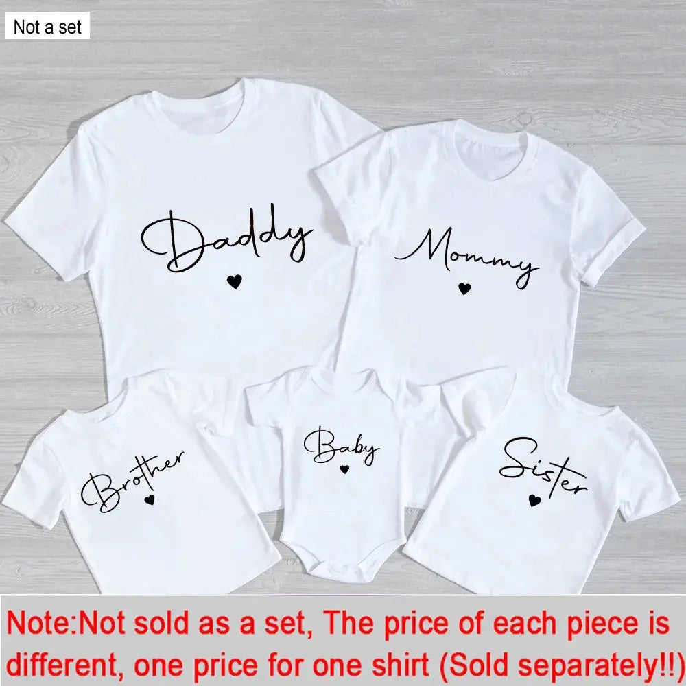 Daddy/Mommy/Sister/Brother/Baby Print Family Matching Outfits Short Sleeve Casual Family Outfit Summer Matching Set Clothing Nova Trendz