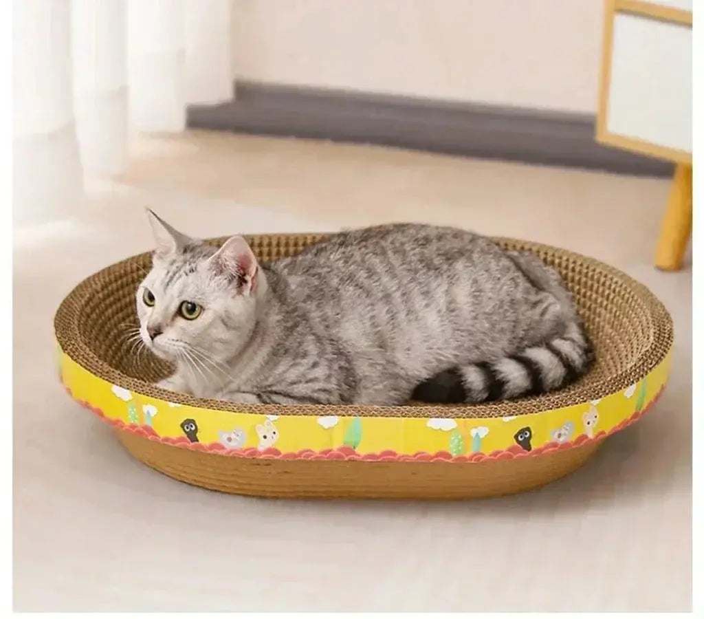 Cat Scratching Board Protect Furniture Grinding Claw Toys Oval Corrugated Paper Wear-resistant Cat Nest Cat Accessories - Nova Trendz