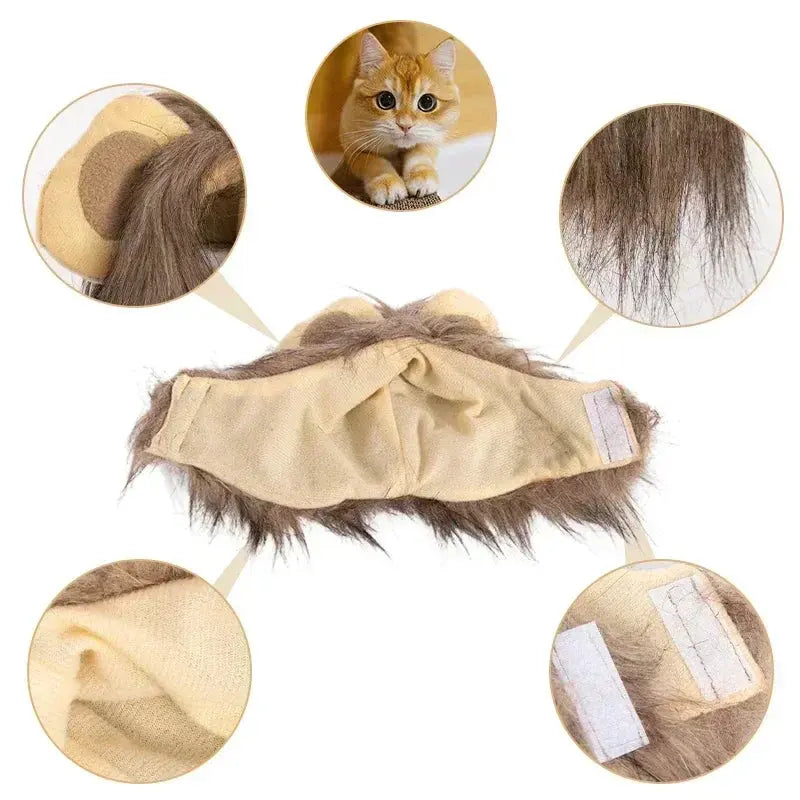 Cat Costume Cute Lion Mane Cat Wig Hat Cosplay Clothes Cap Dress Up Puppy Kitten Halloween Christmas Party Decoration Supplies Nova Trendz