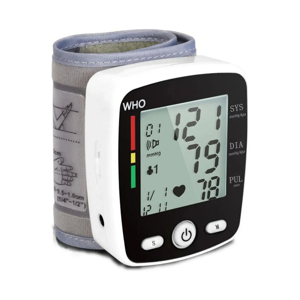 Digital Blood Pressure Monitor Wrist Tensiometer Electronic Sphygmomanometer  Tonometer with LCD, 2 X 90 Memory Rechargeable Nova Trendz