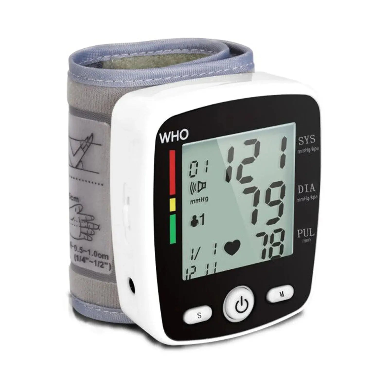 Digital Blood Pressure Monitor Wrist Tensiometer Electronic Sphygmomanometer  Tonometer with LCD, 2 X 90 Memory Rechargeable Nova Trendz