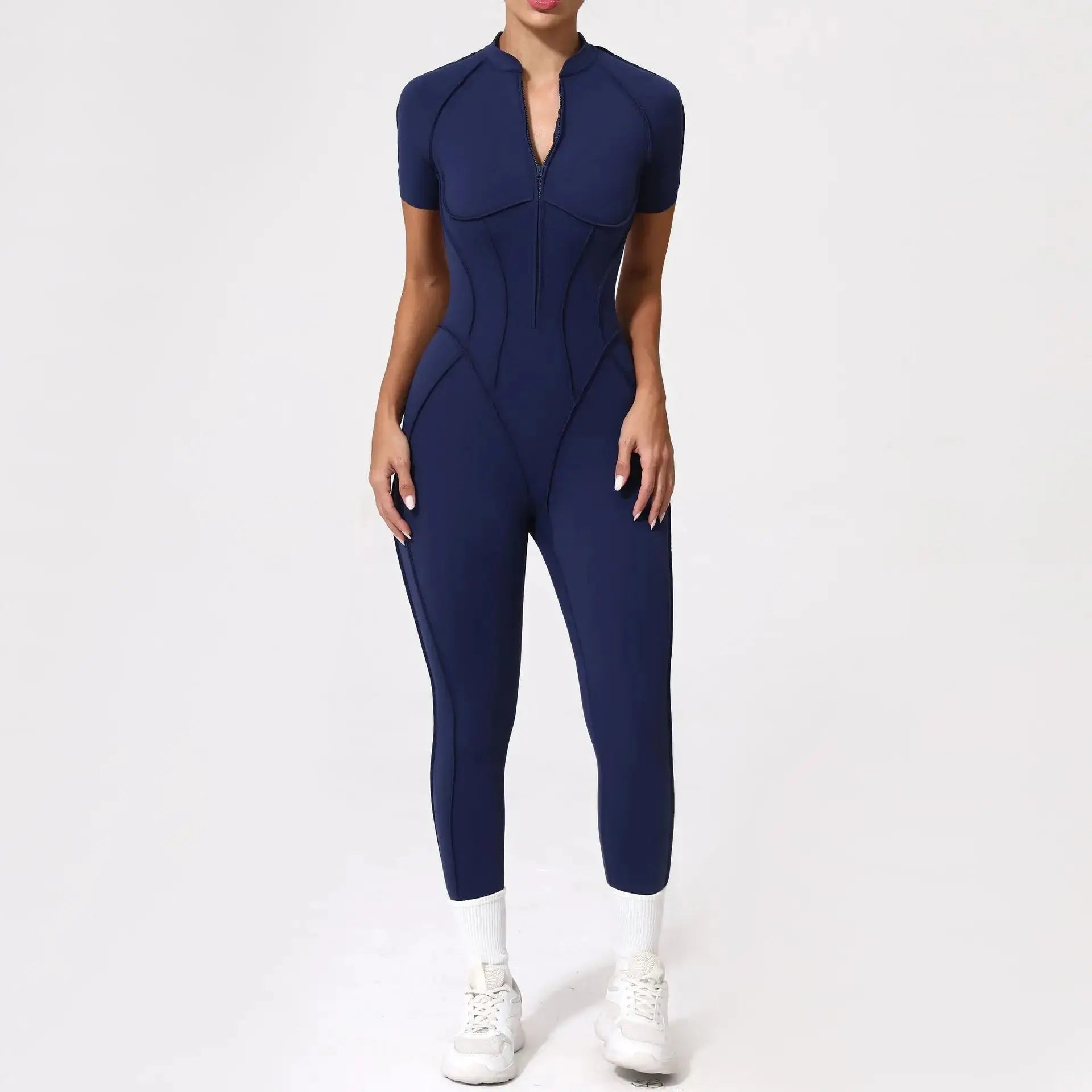 New Seamless Yoga Jumpsuits Sports Fitness Hip-lifting Backless Skinny Zipper One-Piece Workout Clothing Gym Bodysuit for Women - Nova Trendz