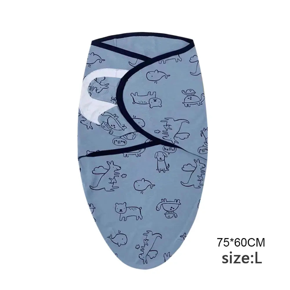Baby Blanket Hat Set Cartoon Printed Cotton Newborn Swaddle Adjustable Infant Sleeping Swaddle Wraps All Seasons 0-6 Months - Nova Trendz