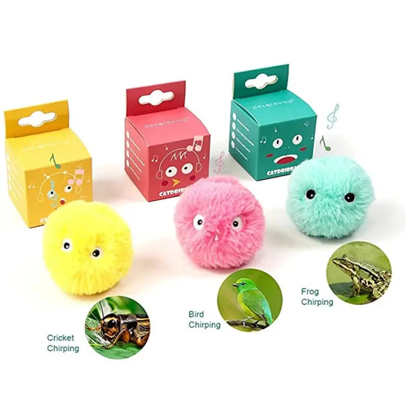 Interactive Ball Smart Cat Toys Plush Electric Catnip Training Toy Kitten Touch Sounding Pet Product Squeak Toy Ball - Nova Trendz