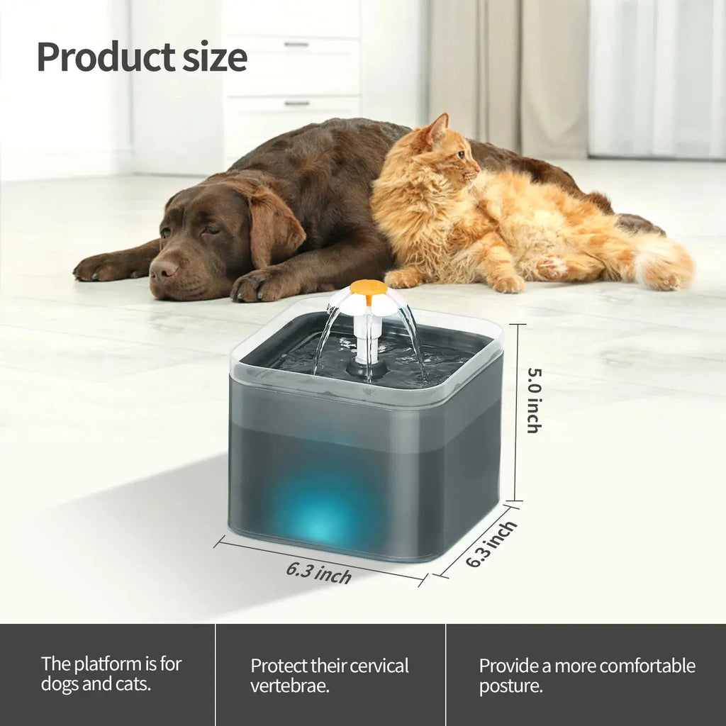 Ultra Silent Pet Fountain 67oz/2L with LED Lighting Activated Carbon Filter Water Dispenser Mute Drinker for Cats Small Dogs Nova Trendz
