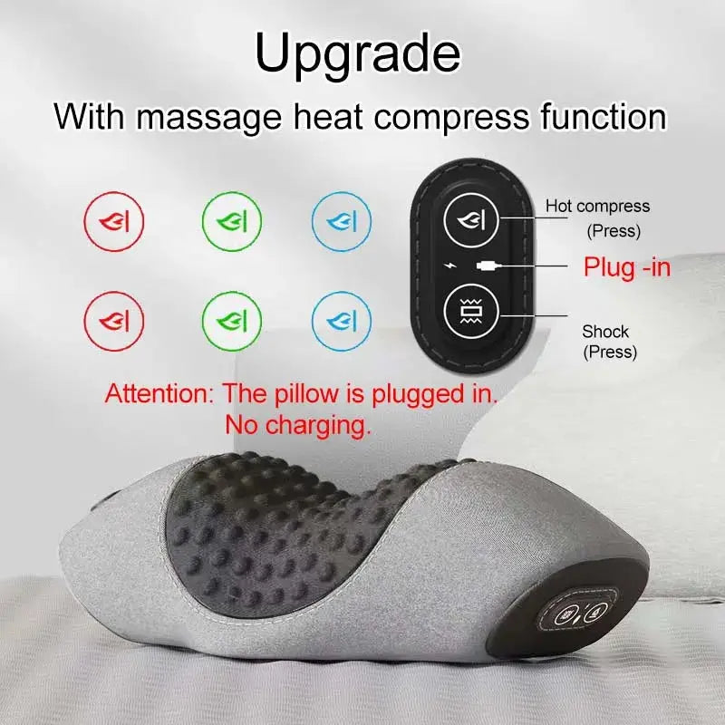 Electric Neck Massager Pillow Vibration Heating Massage Neck Traction Stretcher Support Cervical Spine Pain Relief Sleep Relax Nova Trendz