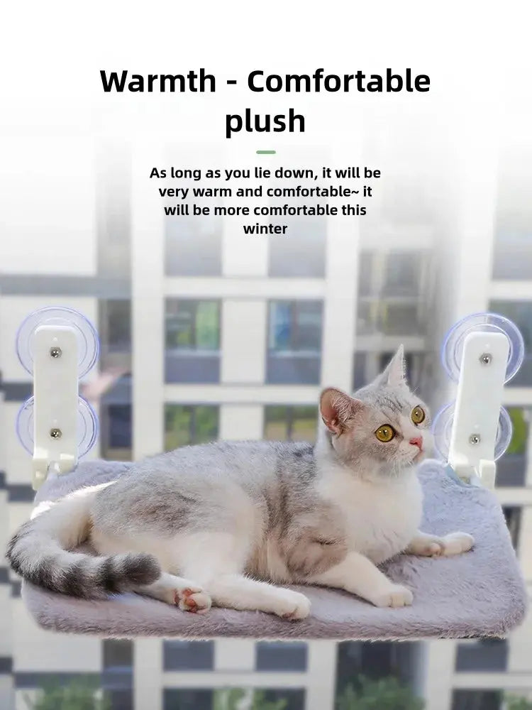 Assembly free folding cat hammock plush mesh cat window wall jumping platform double suction cup cat hammock - Nova Trendz