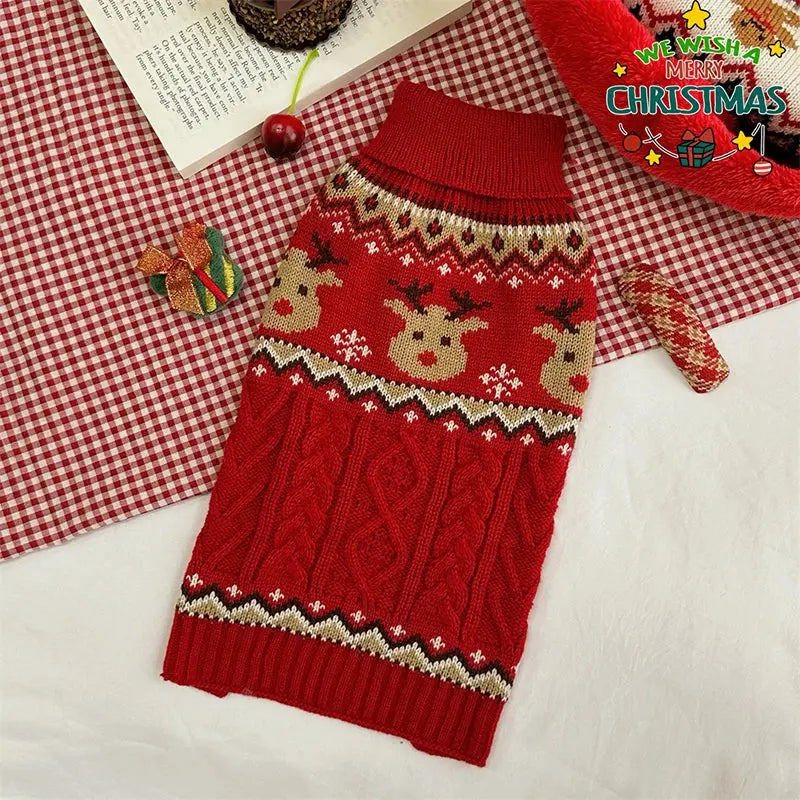 Dog Winter Clothes Pet Christmas Red Sweaters Sleeveless Gingerbread Reindeer Pattern Soft Warm Fall Winter Cats Dogs Clothes Nova Trendz