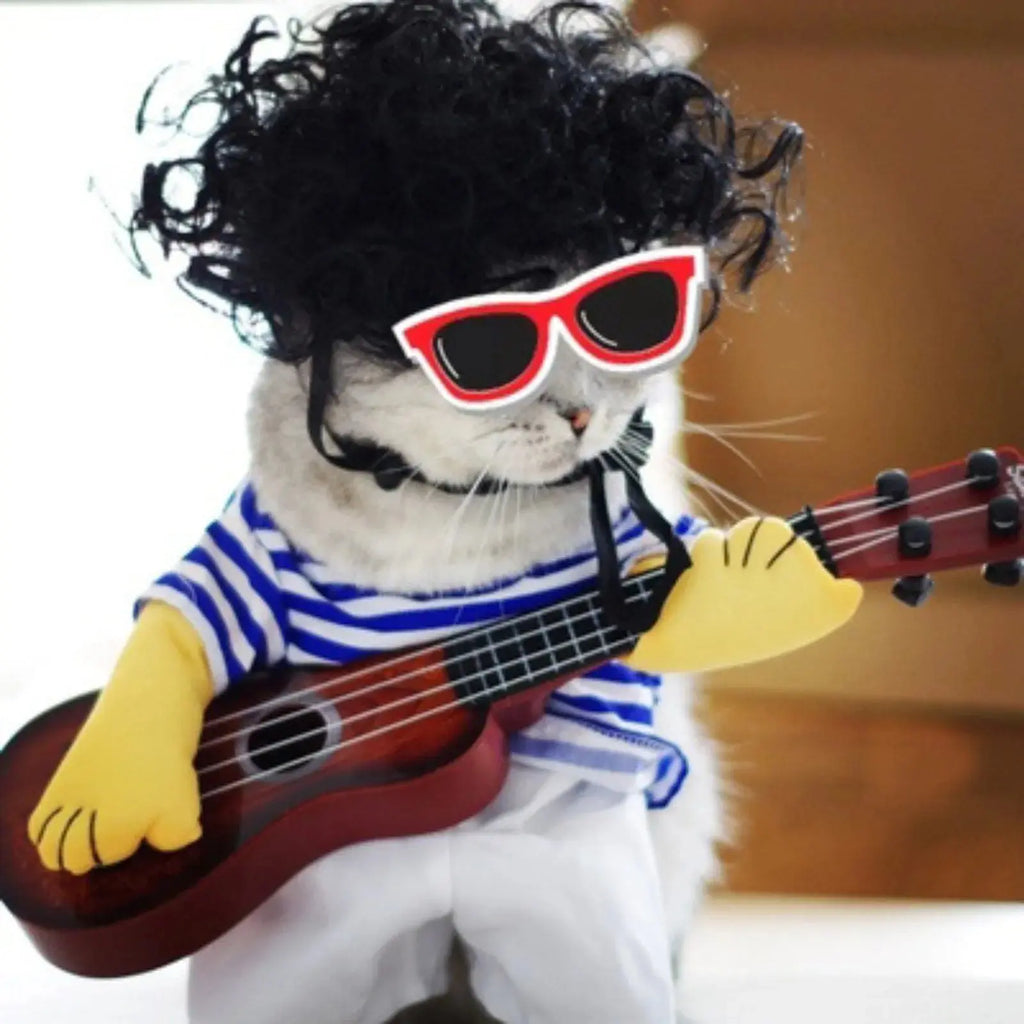 Pet Guitar Costume Funny Dog Costumes Guitarist Player Halloween Christmas Cosplay Party Dog Cat Clothes Dressing Up Outfits - Nova Trendz