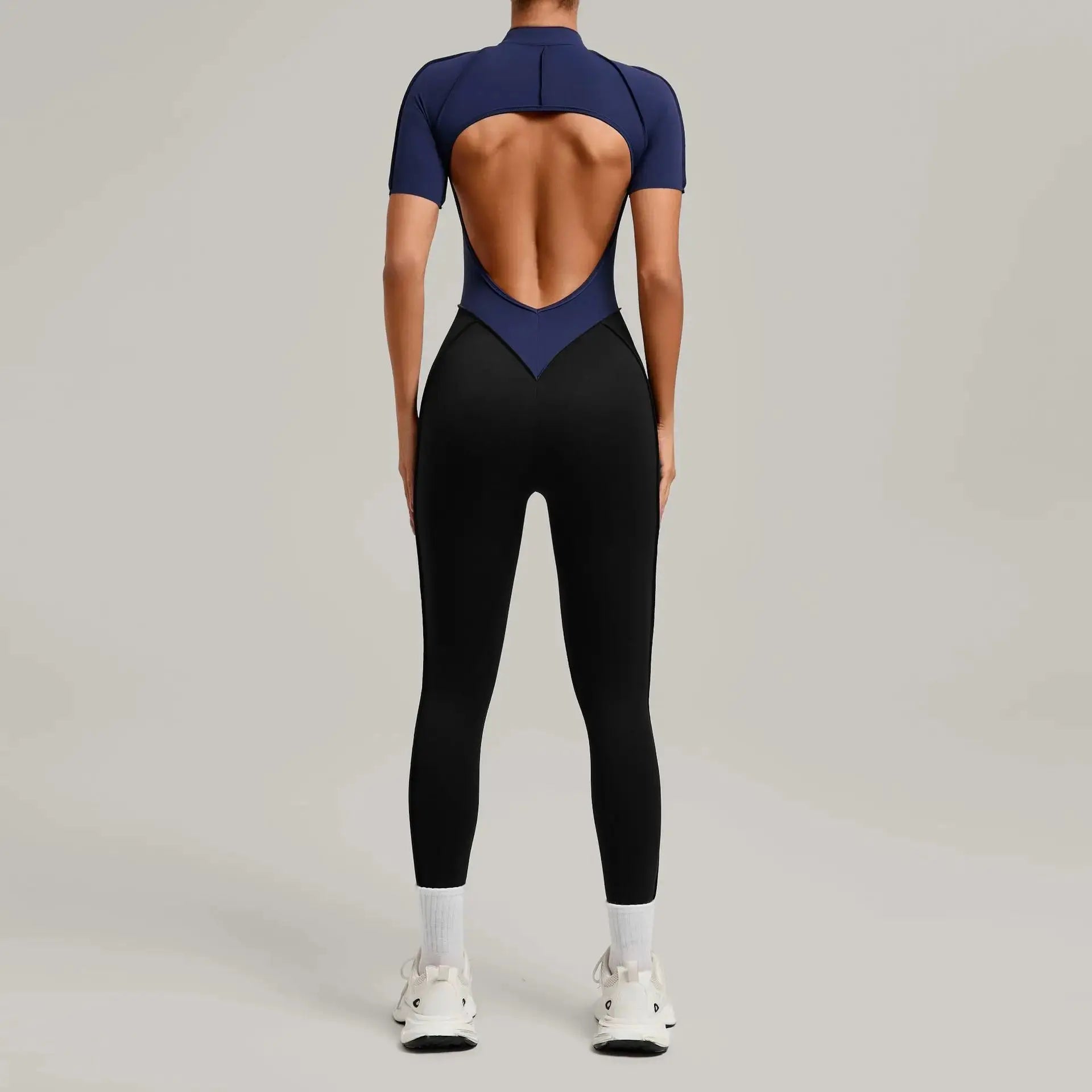 Yoga Bodysuit Short Sleeves Women's Tracksuits Gym Zipper Jumpsuits Sports Workout High-intensity Fitness One-piece Tights Suit - Nova Trendz
