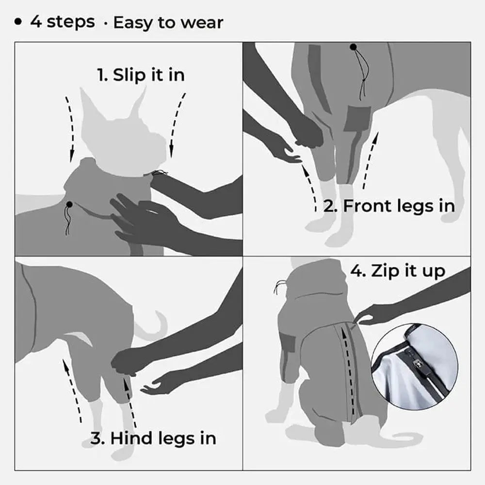 Reflective Full Body Dog Jumpsuit Waterproof Raincoat Sunscreen Outdoor Jacket for Small to Large Dogs Pet Supplies - Nova Trendz